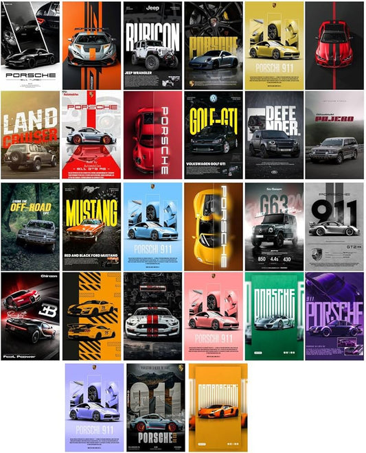 Aesthetic Car Wall Collage Kit || 24pcs (4×6inch) Collage Kit