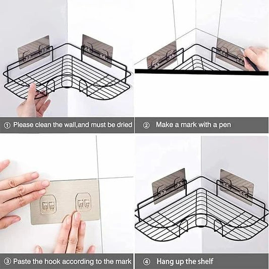 Self-Adhesive Metal Bathroom Corner Storage Rack